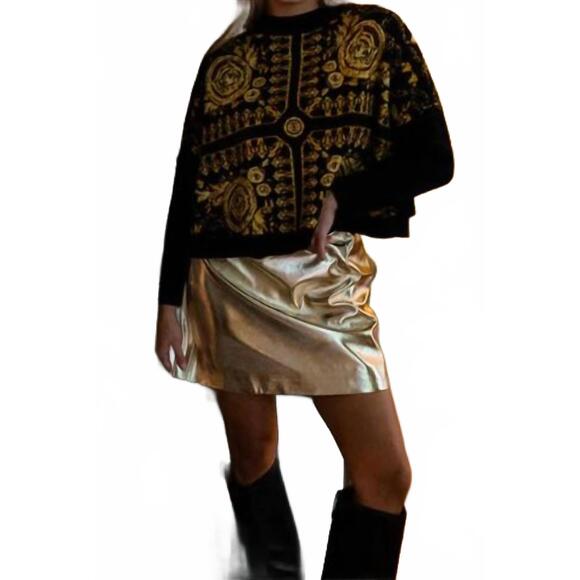 NEW ALDEN ADAIR leona sweater in gold black